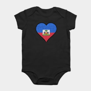 Haitian Jigsaw Puzzle Heart Design - Gift for Haitian With Haiti Roots Baby Bodysuit